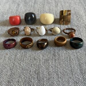Vintage Modern Boho Earth Mama Assorted Women’s Fashion Ring Bundle Mix 14 Rings